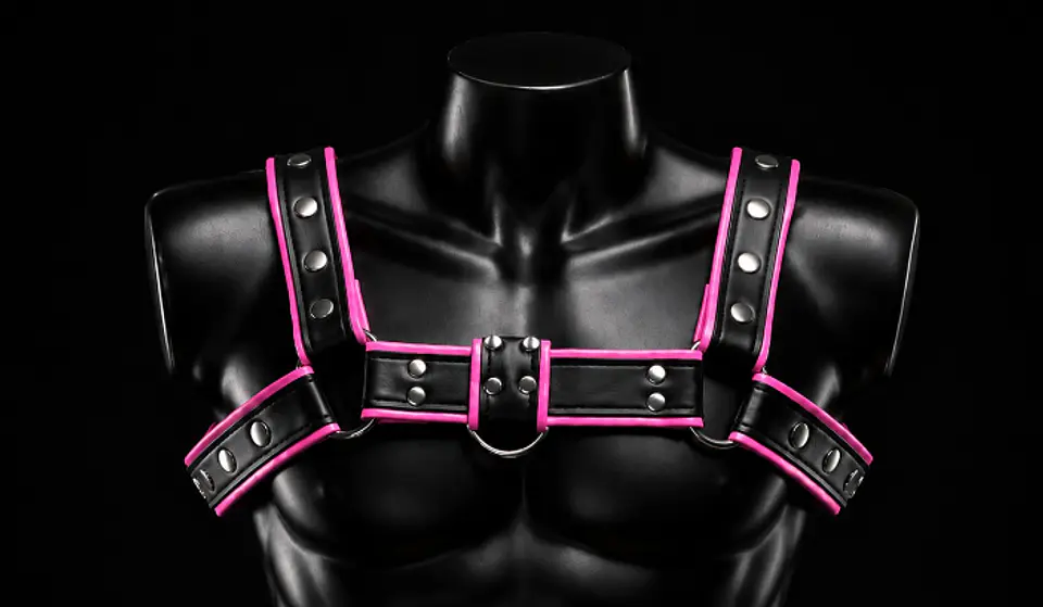ARNES EN CUERO NEGRO ROSADO 1