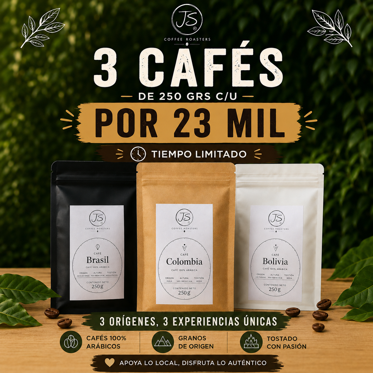 Pack 3 Cafés 250 grs c/u