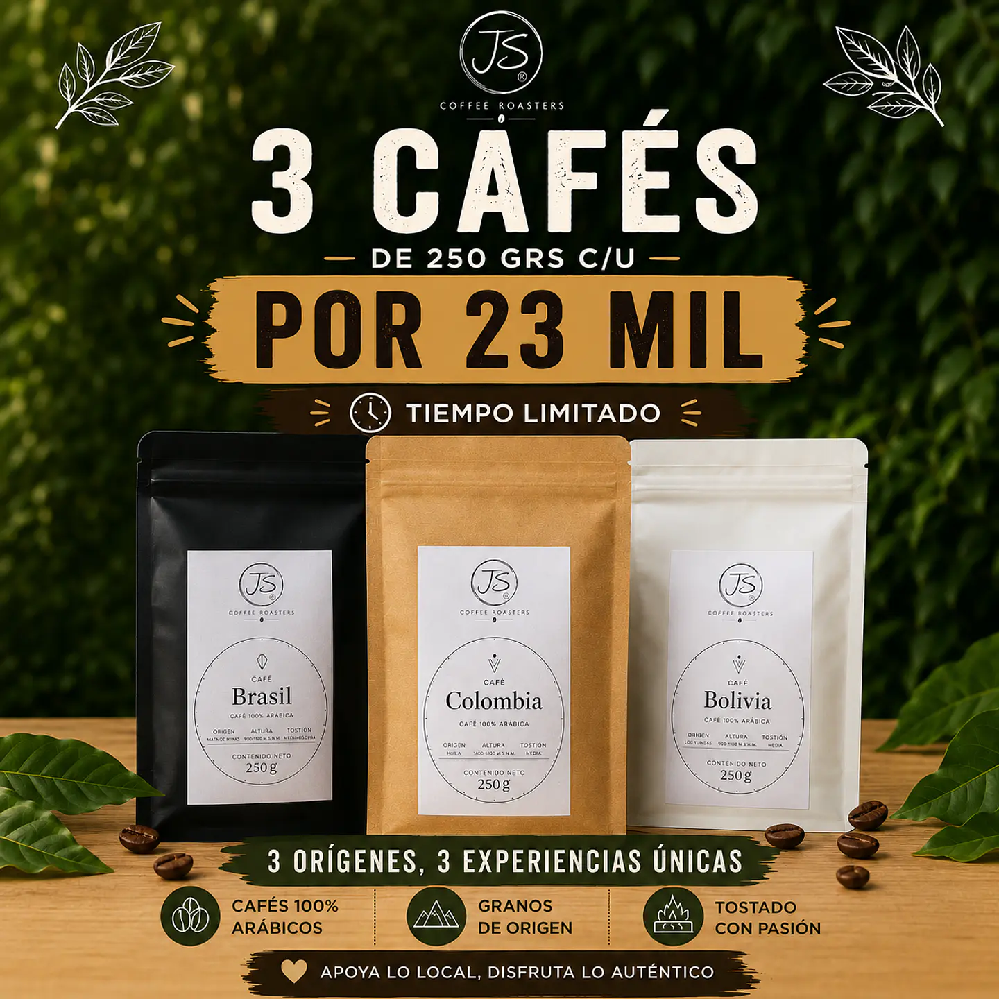 Pack 3 Cafés 250 grs c/u 1