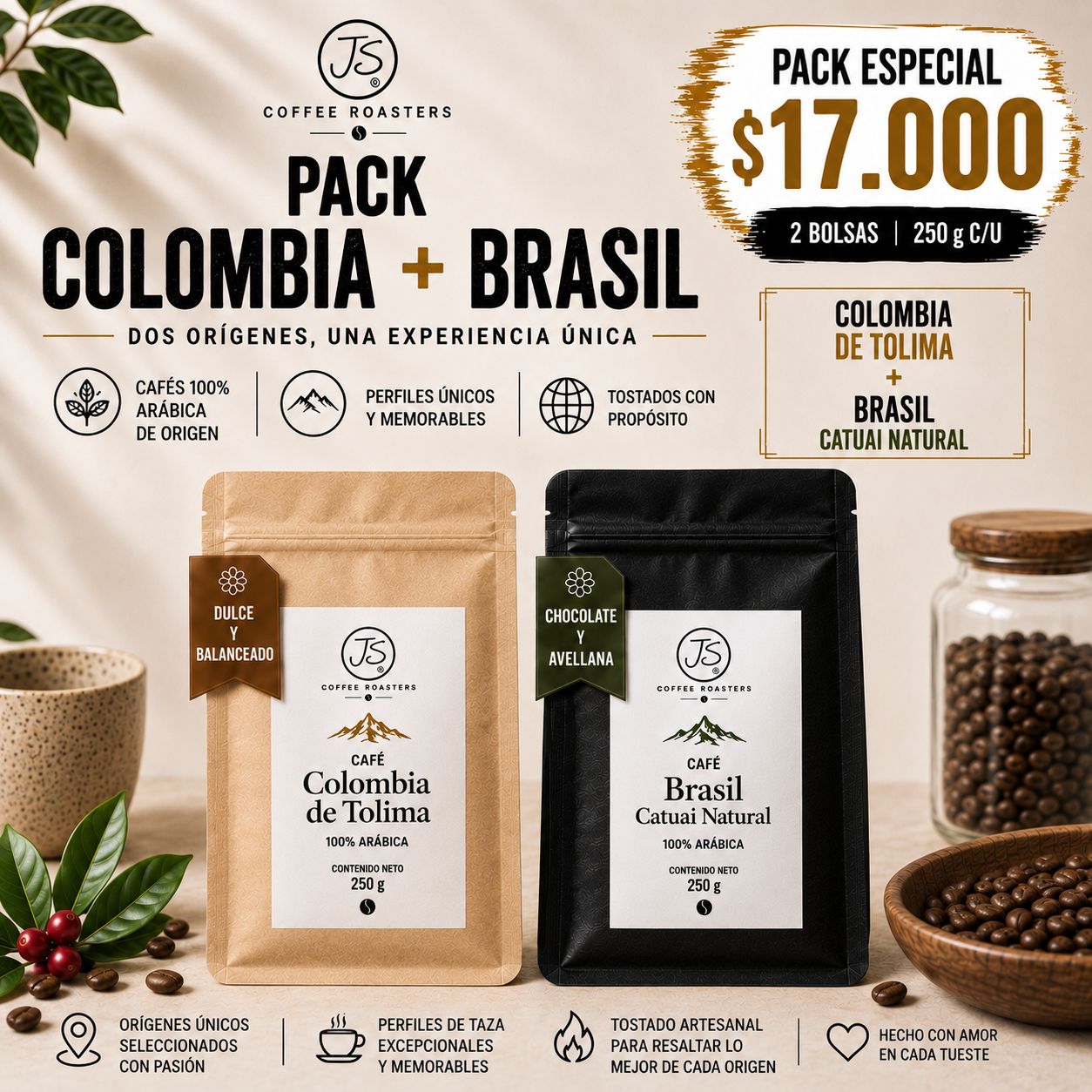 Pack Colombia/ Brasil  250 grs