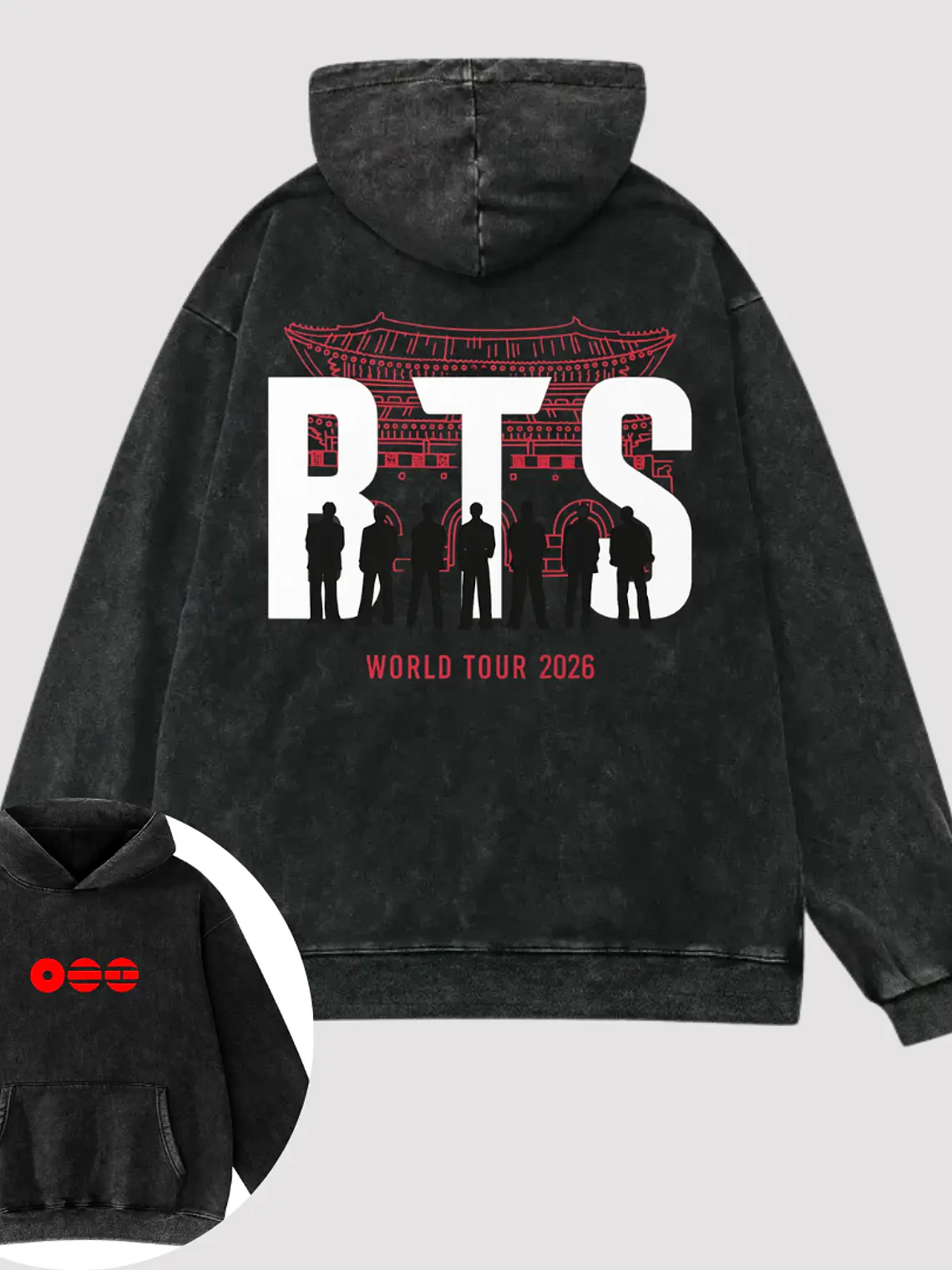 Poleron canguro Bts Arirang acid wash 2