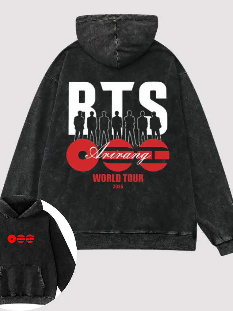 Poleron canguro Bts Arirang acid wash 3