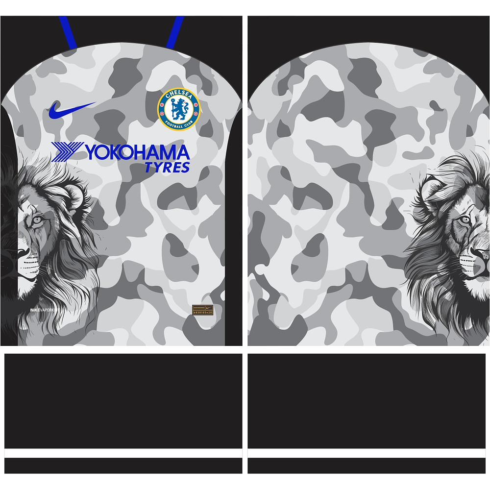 Arte Vetor Camisa Chelsea Conceito Camuflado Leão