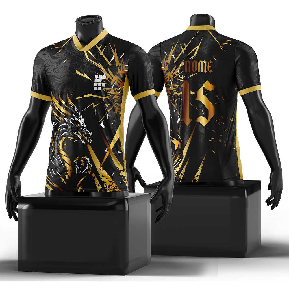 Arte Vetor Camisa Dragão Dourado Interclasse Mod-201