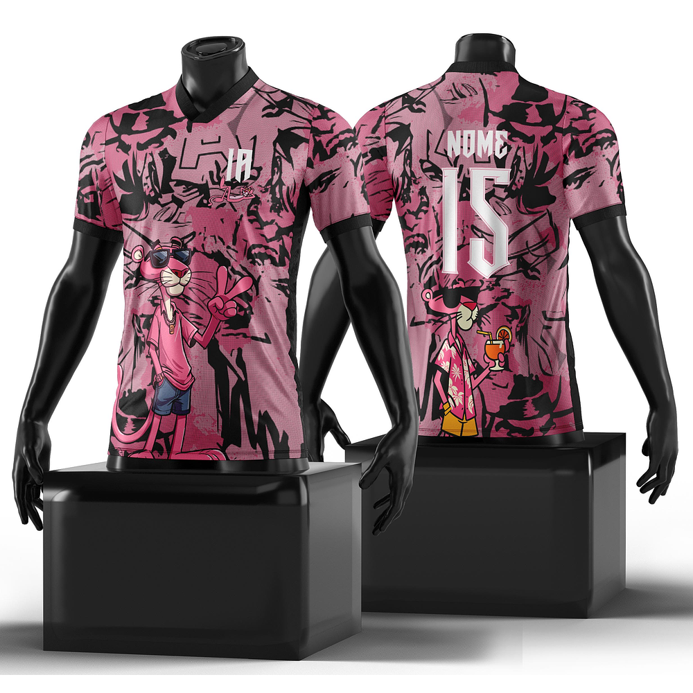 Arte Camisa Pantera Cor de Rosa 24