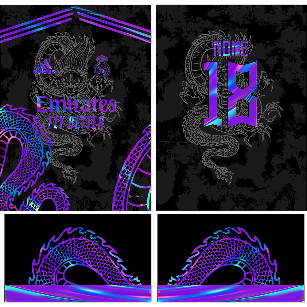 Arte Vetor Camisa Real Madrid dragao holografico