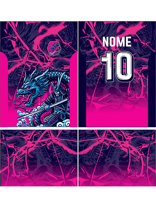 Arte Vetor Camisa Interclasse Dragão samurai Mod-860