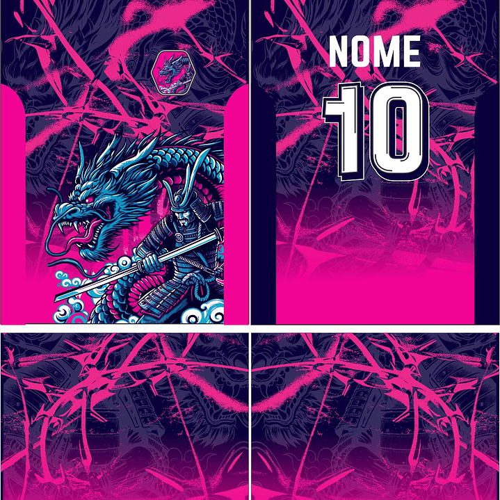 Arte Vetor Camisa Interclasse Dragão samurai Mod-860 2