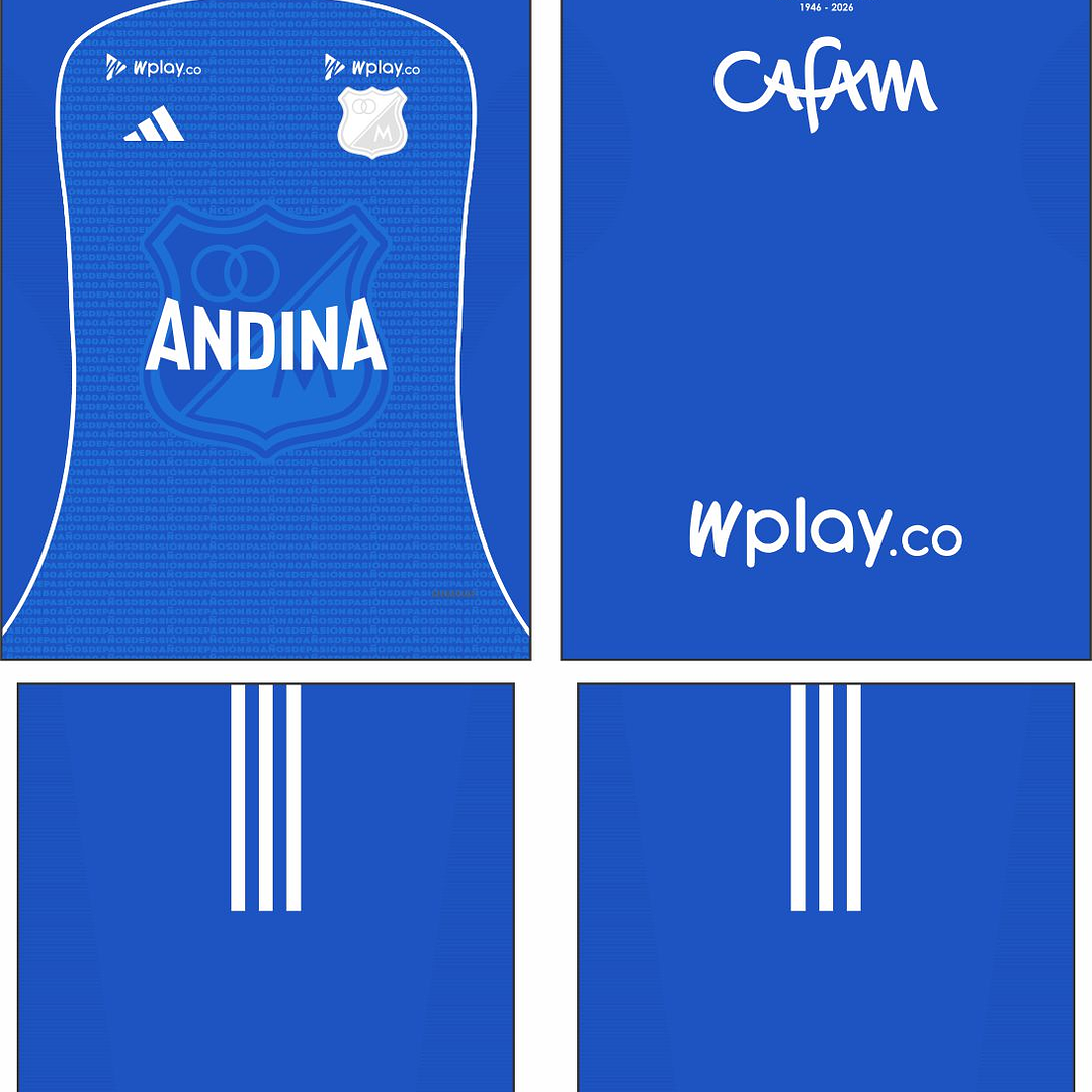 Arte Vetor Camisa Millonarios Local 2026 2