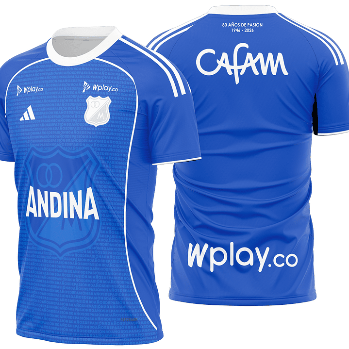 Arte Vetor Camisa Millonarios Local 2026 1