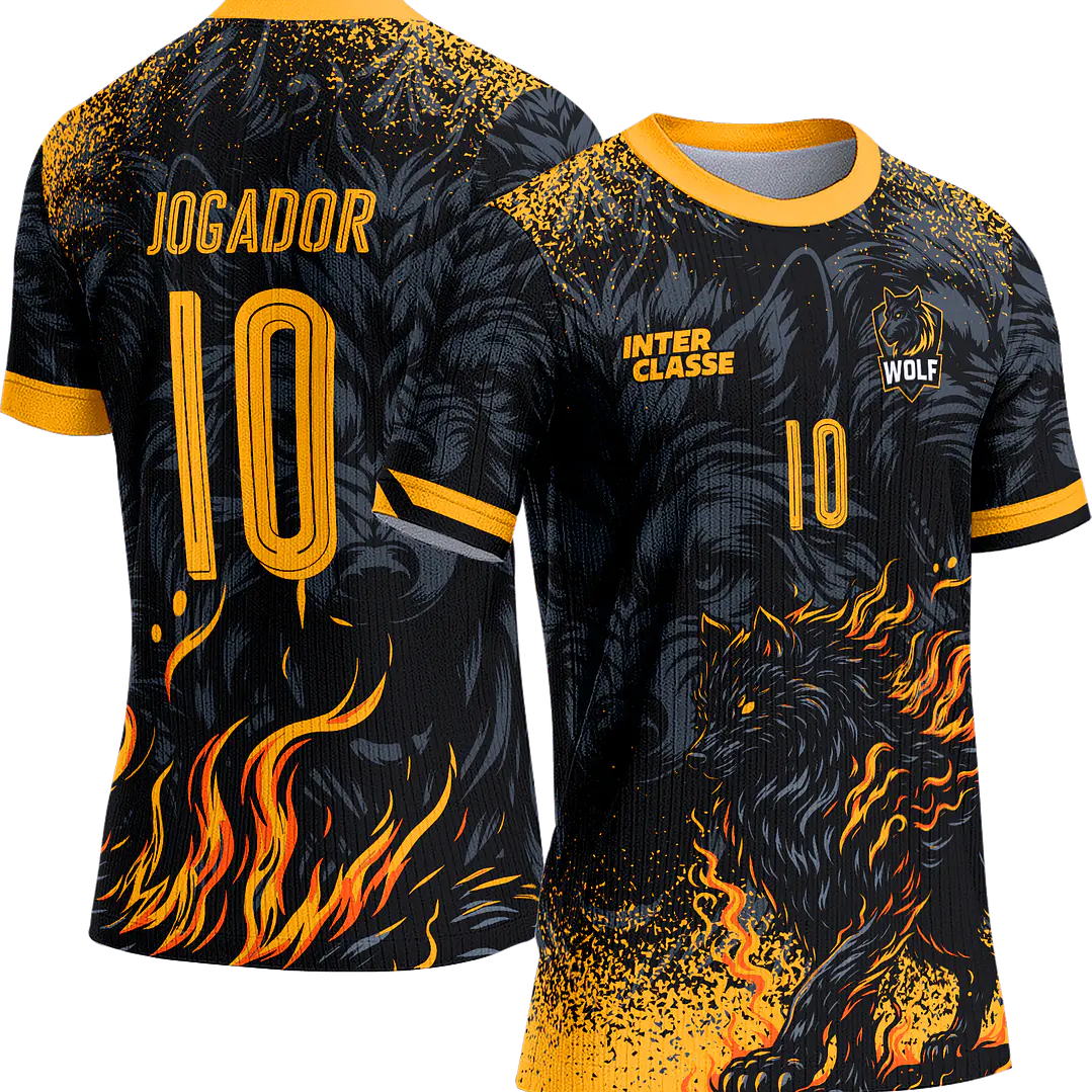 Arte Vetor Camisa Interclasse 814 Lobo Amarelo 1