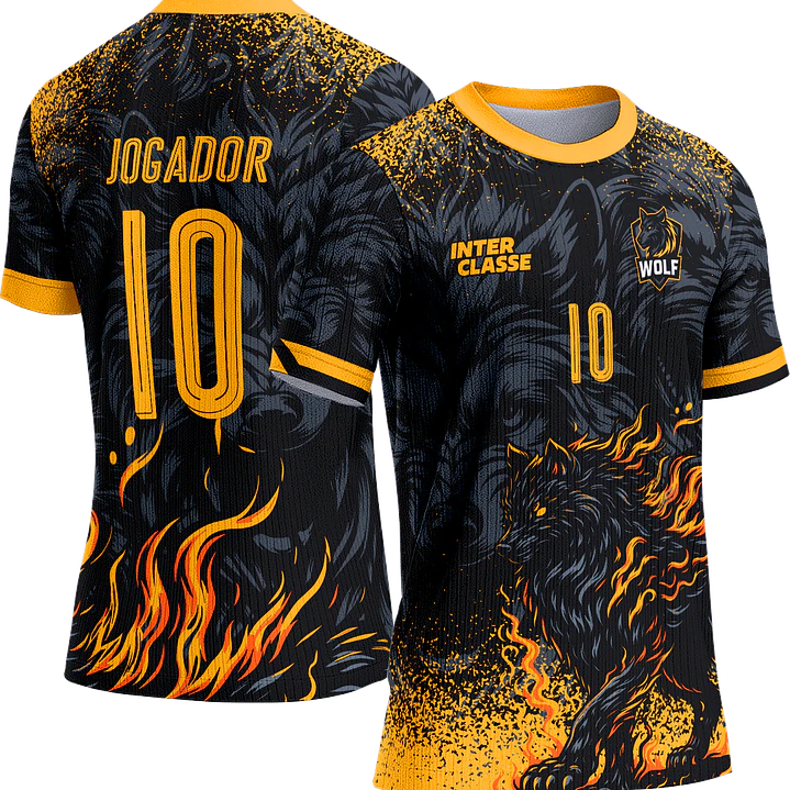 Arte Vetor Camisa Interclasse 814 Lobo Amarelo 1