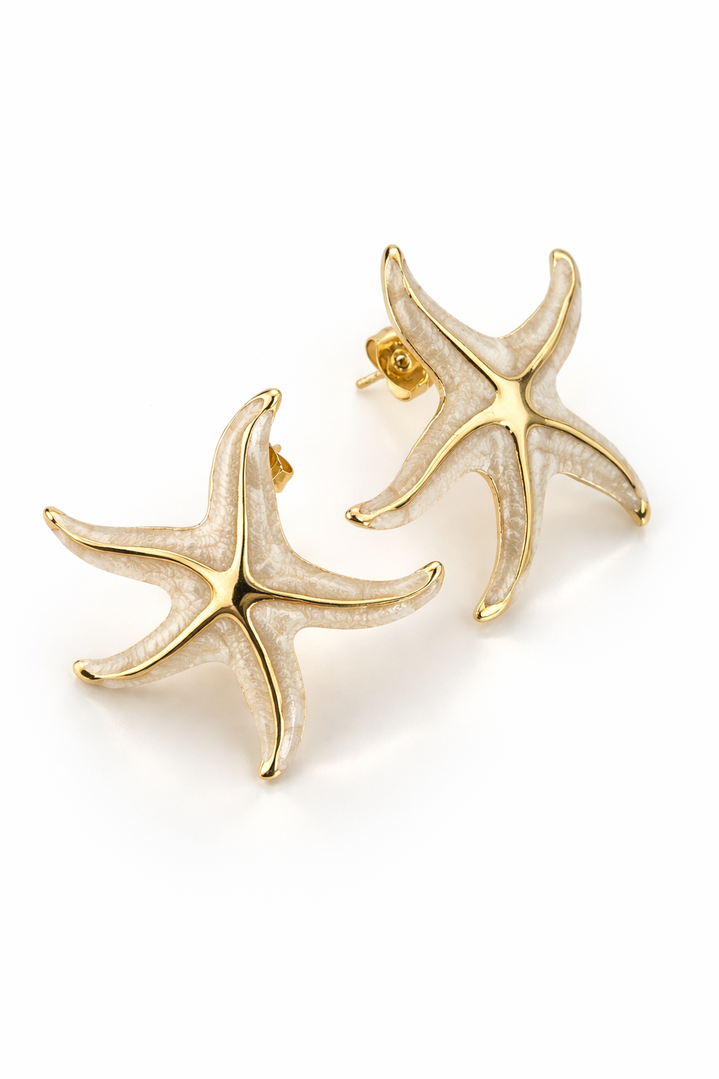 Aros estrella de mar oro y nacar 1