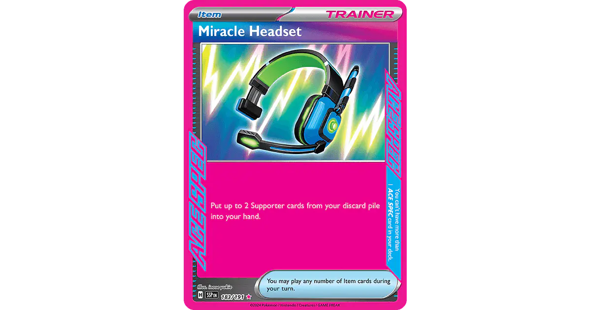 miracle headset pokemon card Pokmon 183/191 WPN registered. Miracle Headset 183/191 Sv08: Surging