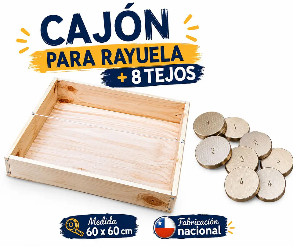Cajón para rayuela + 8 Tejos 2