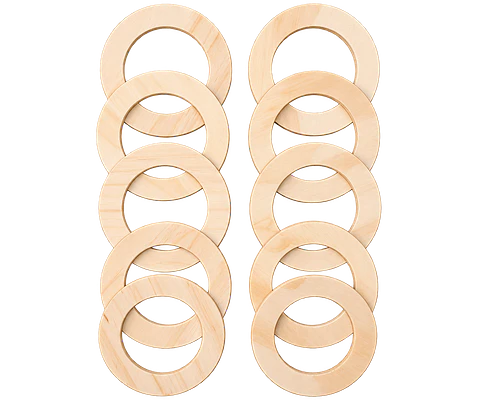 10 Argollas de Madera  de 14 cm 