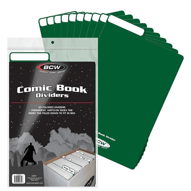 Separadores Para Comics Bcw Comic Book Dividers Green