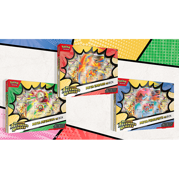 Mega Evolution 02.5 Ascended Heroes- ex Box (Mega Meganium, Mega Emboar or Mega Feraligatr) Español 