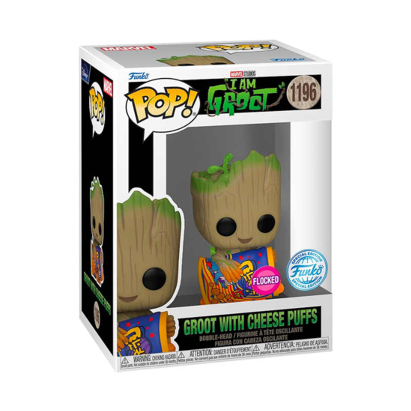 Funko Pop! #1196 - I Am Groot: Groot with Cheese Puffs (Flocked) 1