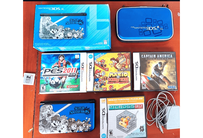 Nintendo 3ds Xl Azul Ed super smash original +4 juegos
