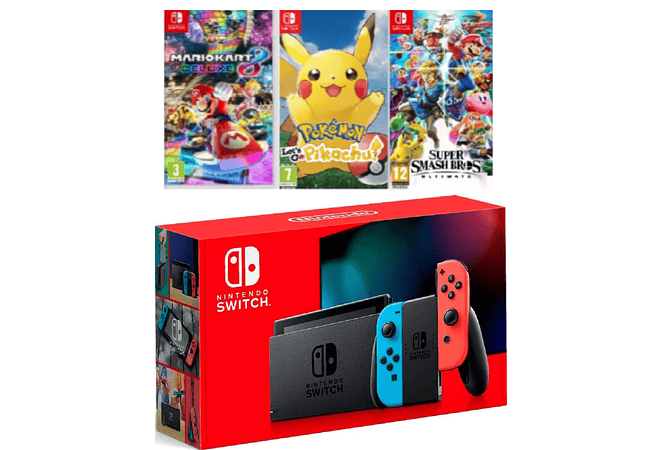 Nintendo Switch + 3 juegos Obsequio vidrio y Funda