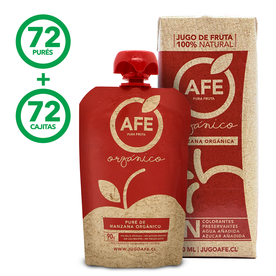ORGÁNICO: 72 Cajitas Manzana + 72 Puré Manzana  1