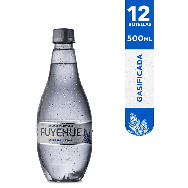 Agua Mineral Gasificada Puyehue: 12 botellas 500ml