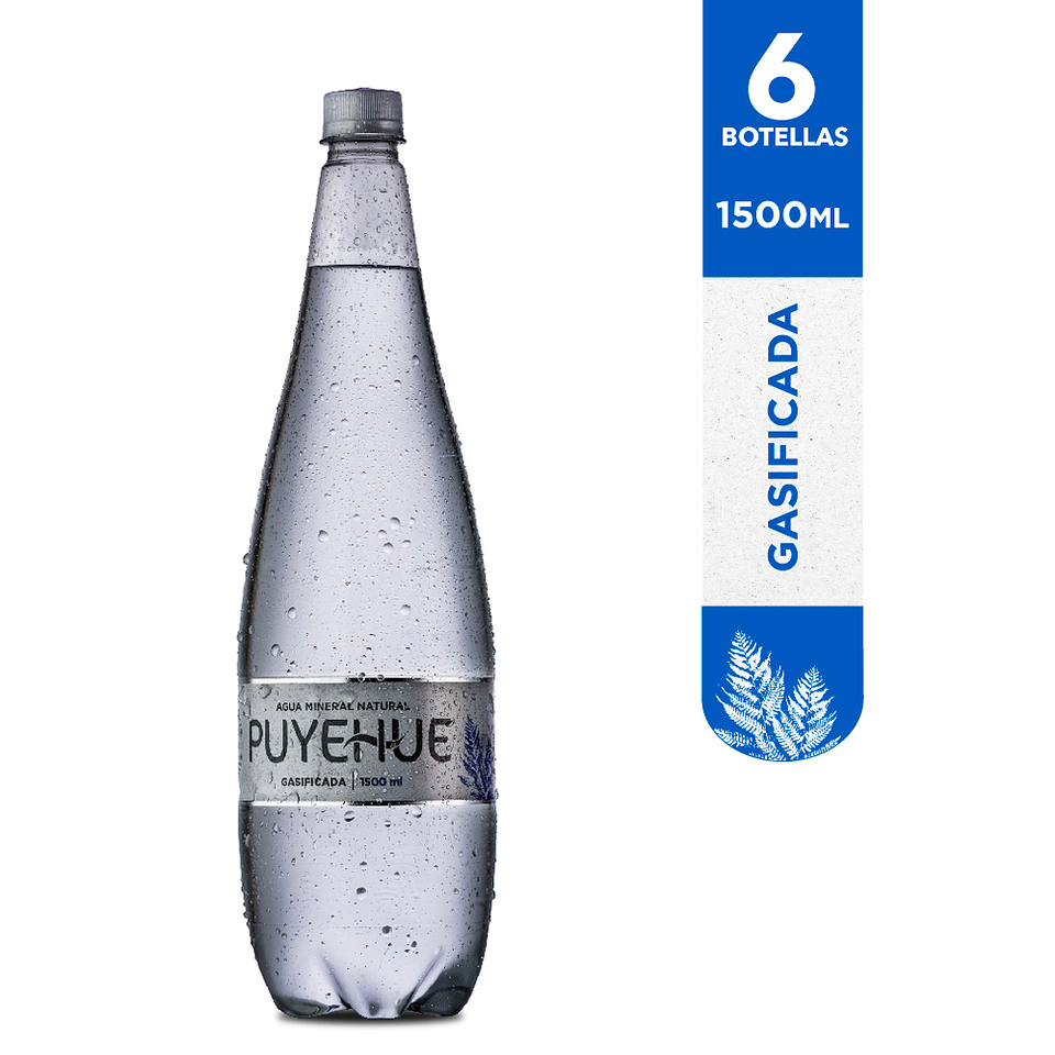 Agua Mineral Gasificada Puyehue: 6 botellas 1500ml 1