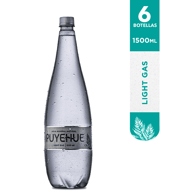 Agua Mineral Light Gas Puyehue: 6 botellas 1500ml
