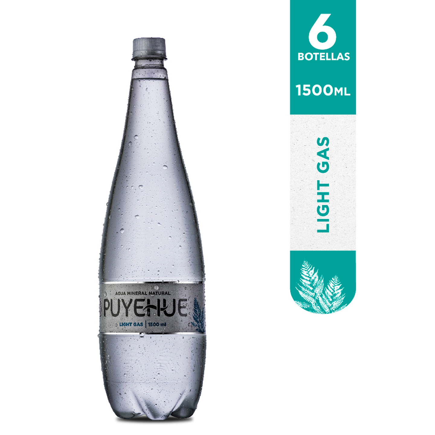 Agua Mineral Light Gas Puyehue: 6 botellas 1500ml 1