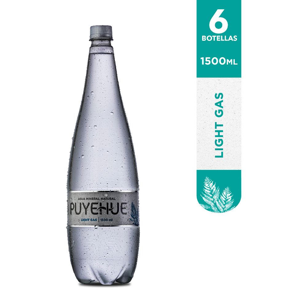 Agua Mineral Light Gas Puyehue: 6 botellas 1500ml 1