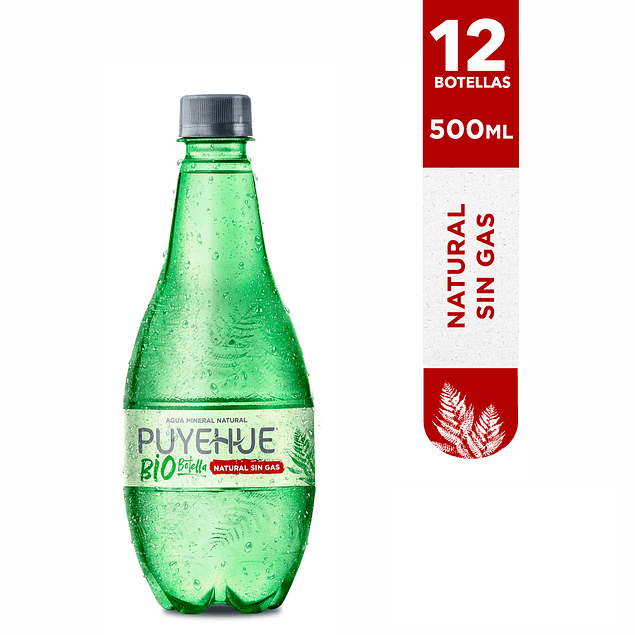 Agua Mineral Bio Botella Sin Gas Puyehue: 12 botellas 500ml
