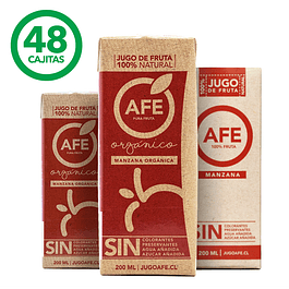 JUGO DE MANZANA ORGÁNICA Y MANZANA ROJA: 48 TETRA PACK AFE 200 ML