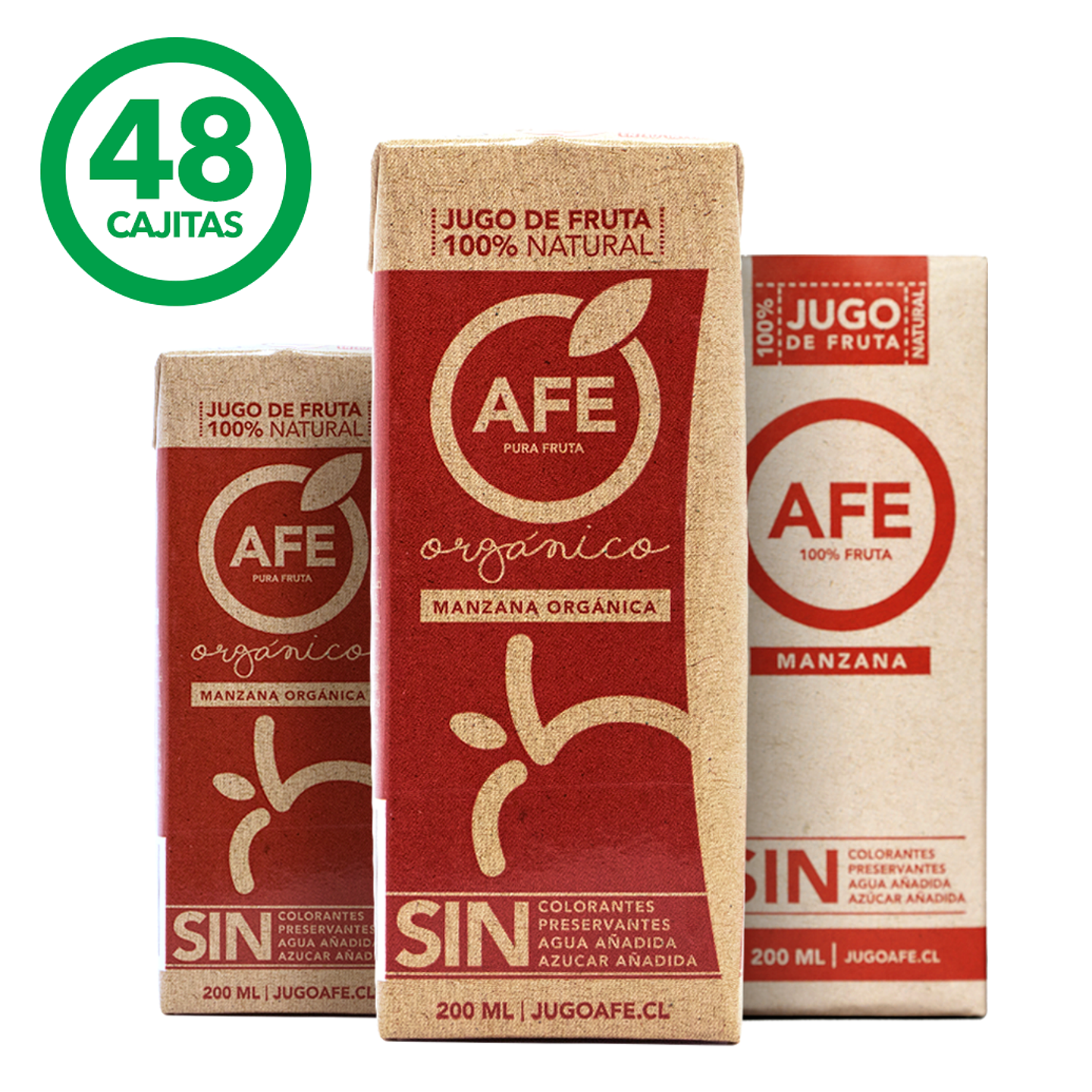 JUGO DE MANZANA ORGÁNICA Y MANZANA ROJA: 48 TETRA PACK AFE 200 ML 1