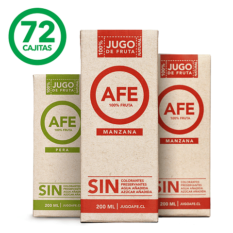 JUGO DE MANZANA Y PERA: 72 TETRA PACK AFE 200 ML