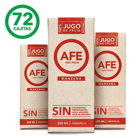 JUGO DE MANZANA: 72 TETRA PACK AFE 200 ML