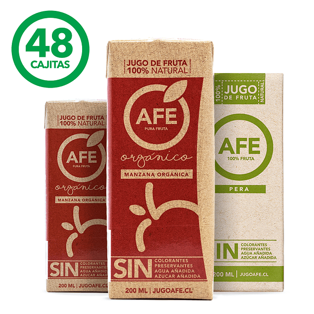 JUGO DE MANZANA ORGÁNICA Y PERA: 48 TETRA PACK AFE 200 ML