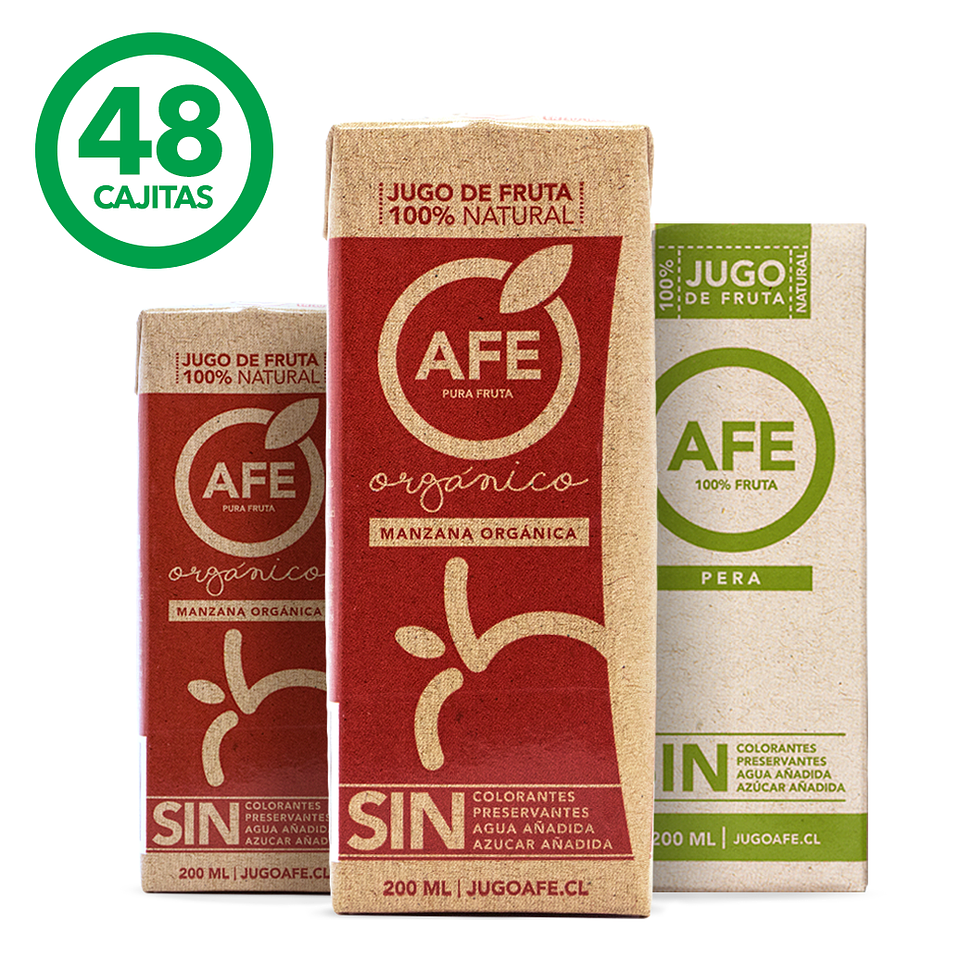 JUGO DE MANZANA ORGÁNICA Y PERA: 48 TETRA PACK AFE 200 ML 1