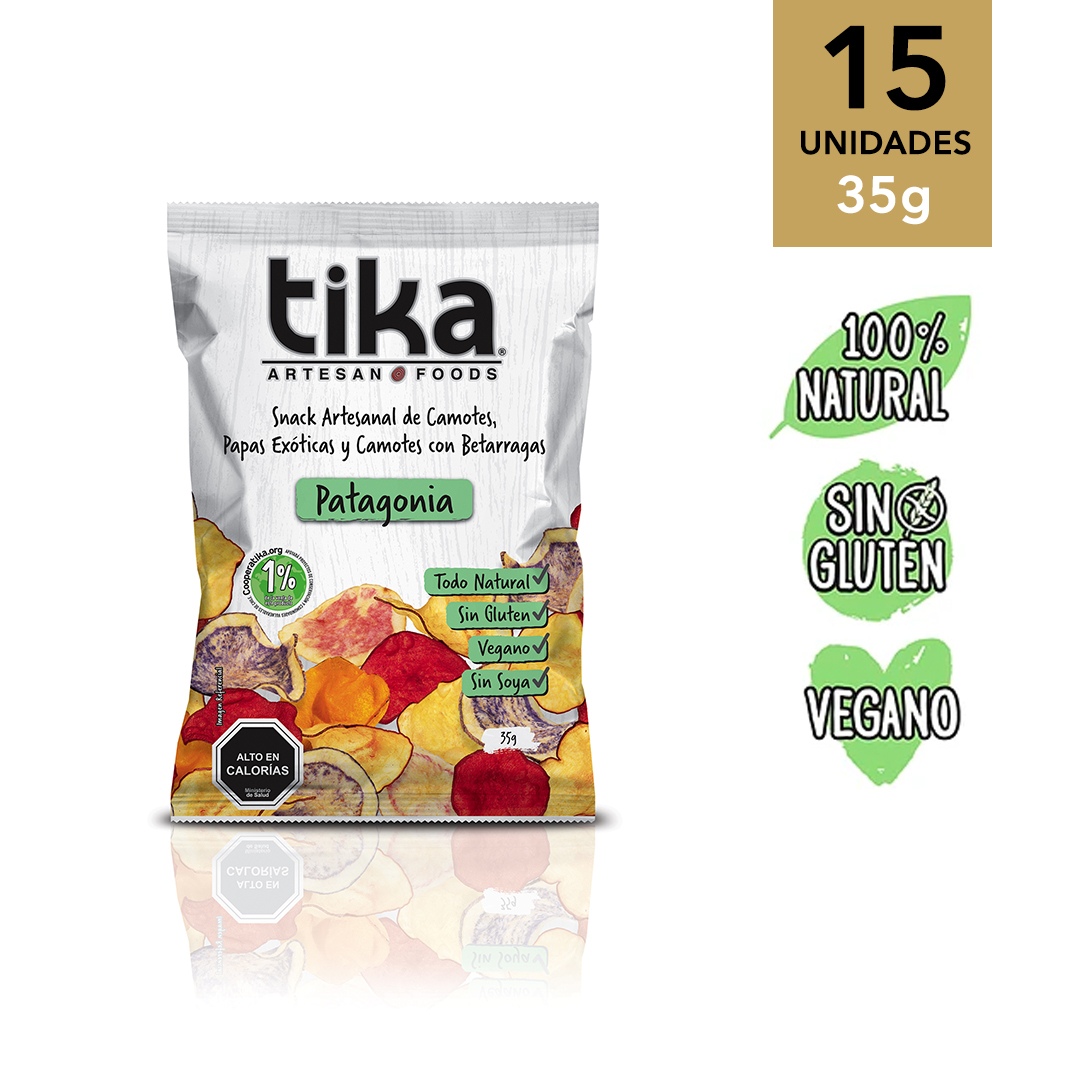 CHIPS DE PAPA TIKA ARTESAN CHIPS PATAGONIA 150 GRS 14 UNIDS