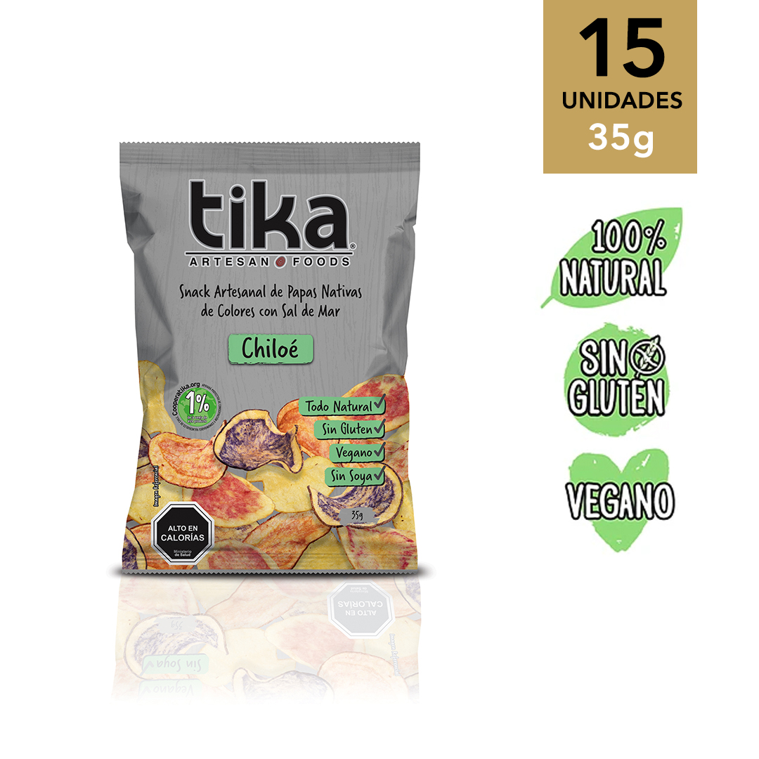 CHIPS DE PAPA TIKA ARTESAN CHIPS CHILOE 35 GRS 15 UNIDS