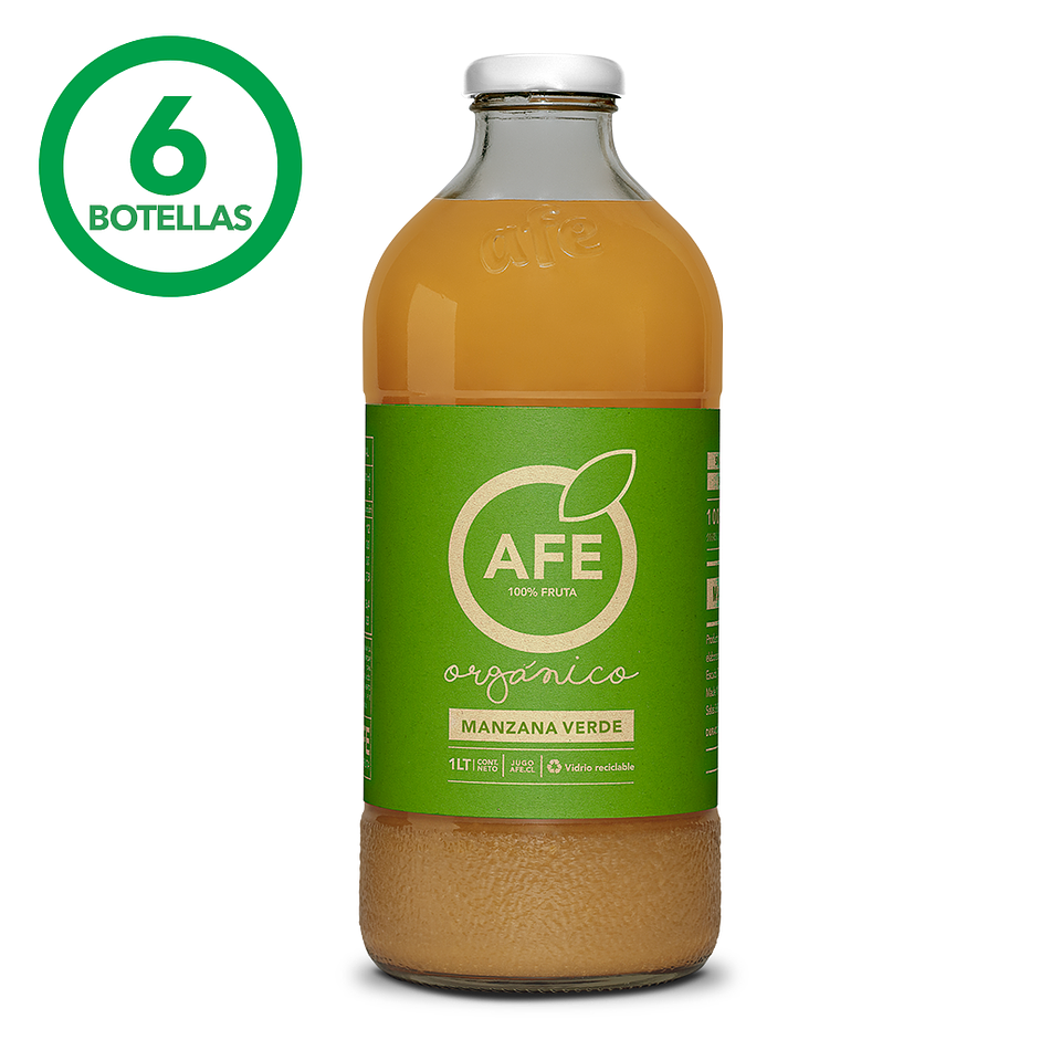 JUGO DE MANZANA VERDE ORGÁNICA: 6 BOTELLAS AFE 1 LITRO  1