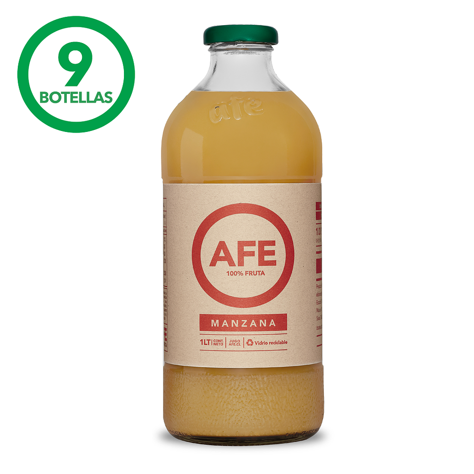 JUGO DE MANZANA: 9 BOTELLAS AFE 1 LITRO 1