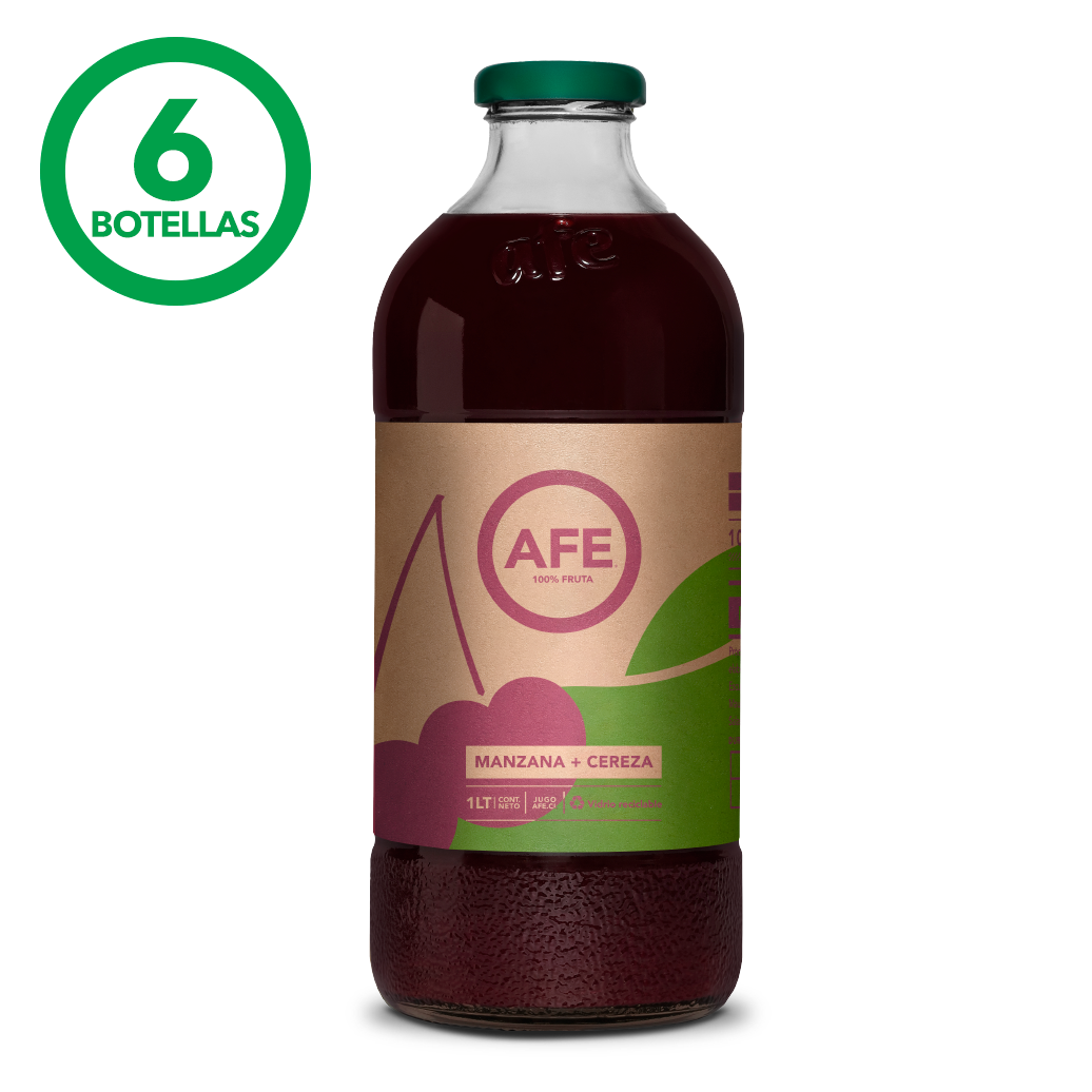 JUGO DE MANZANA CEREZA: 6 BOTELLAS AFE 1 LITRO