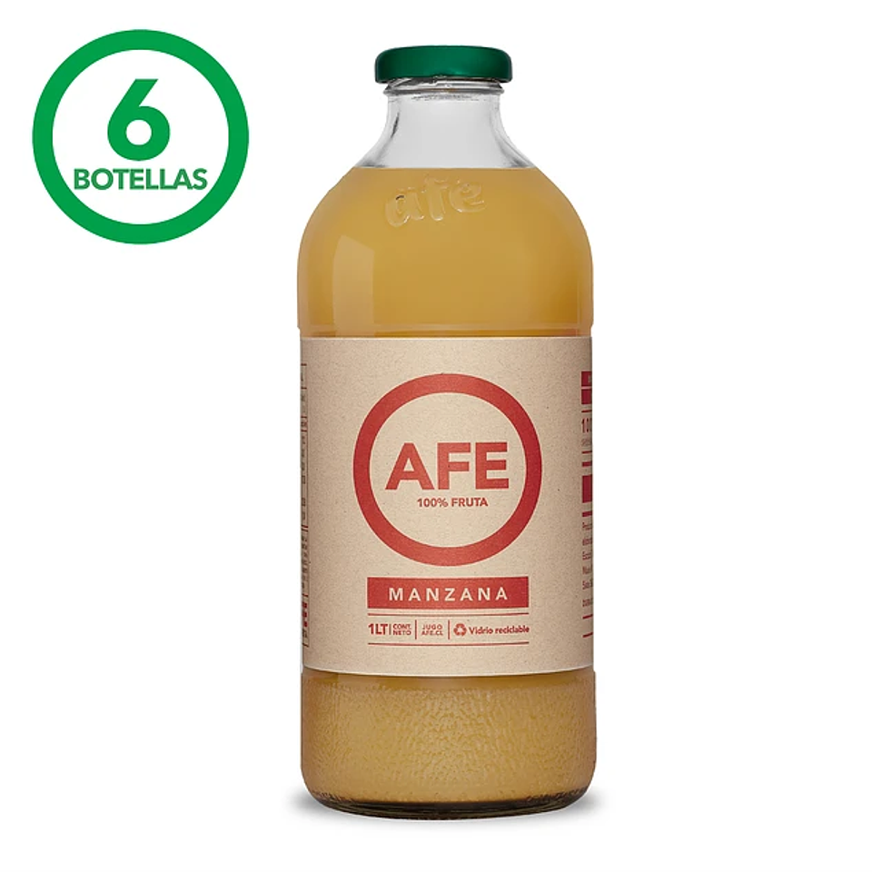JUGO DE MANZANA: 6 BOTELLAS AFE 1 LITRO 1