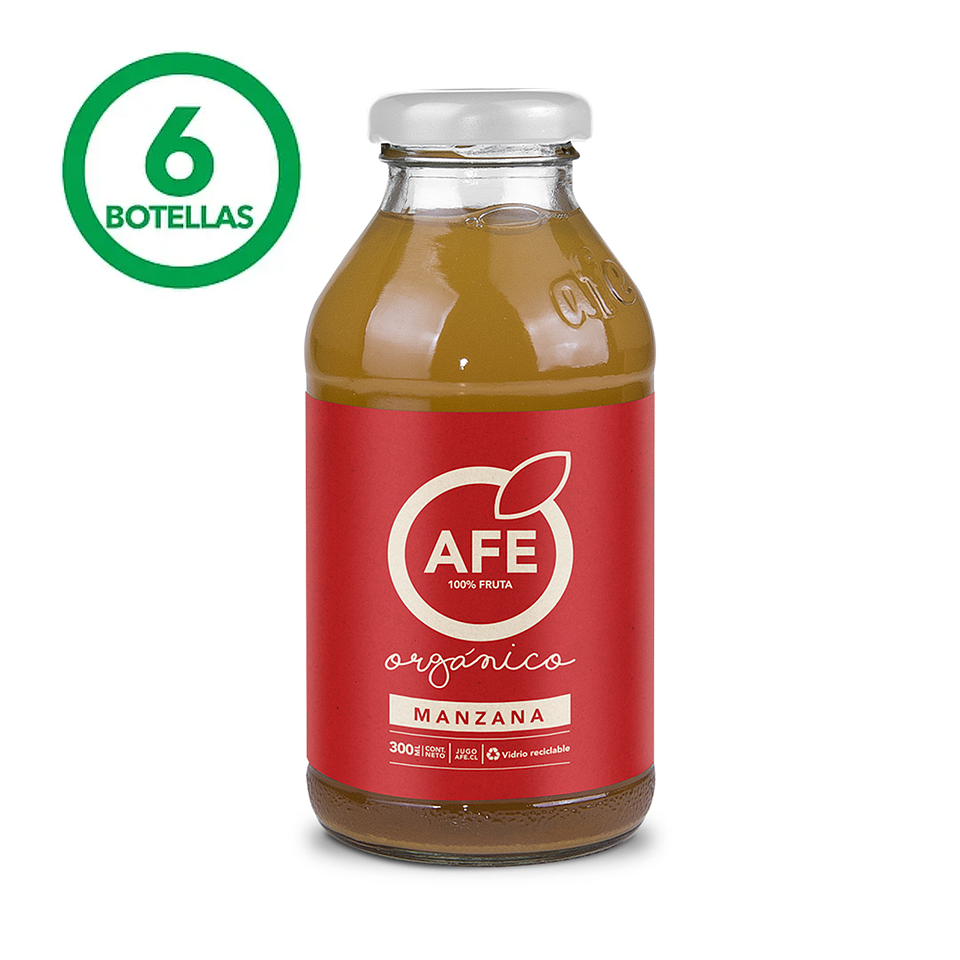JUGO DE MANZANA ORGÁNICA: CAJA 6 BOTELLAS AFE 300 ML 1