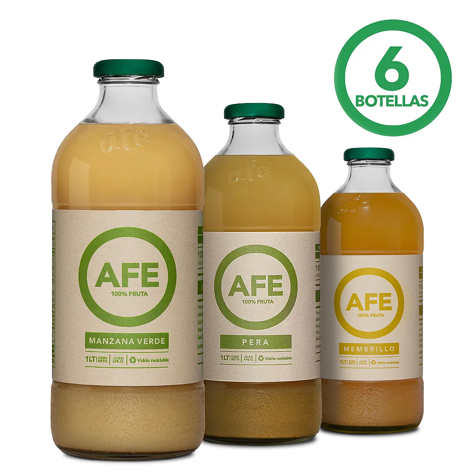 PACK DE 6 BOTELLAS JUGO AFE 1L - SURTIDO MANZANA VERDE, PERA Y MEMBRILLO 1
