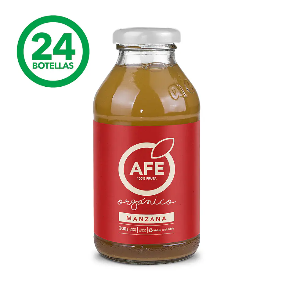 JUGO DE MANZANA ORGÁNICA: CAJA 24 BOTELLAS AFE 300 ML 1