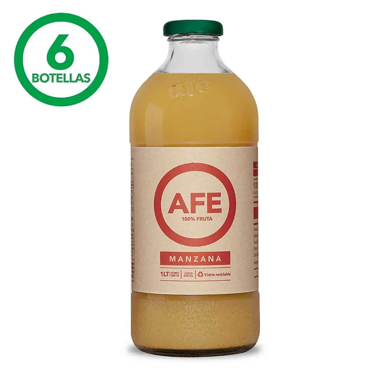 JUGO DE MANZANA: 6 BOTELLAS AFE 1 LITRO 1