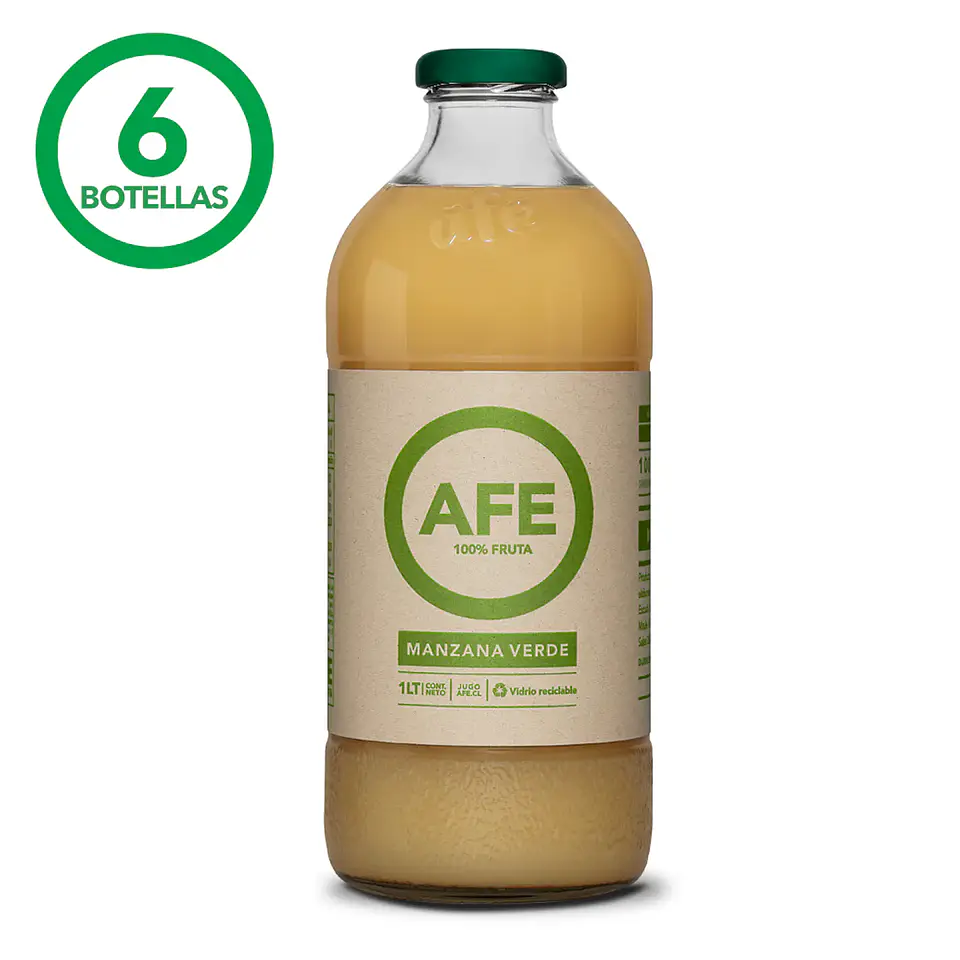 JUGO DE MANZANA VERDE: 6 BOTELLAS AFE 1 LITRO 1