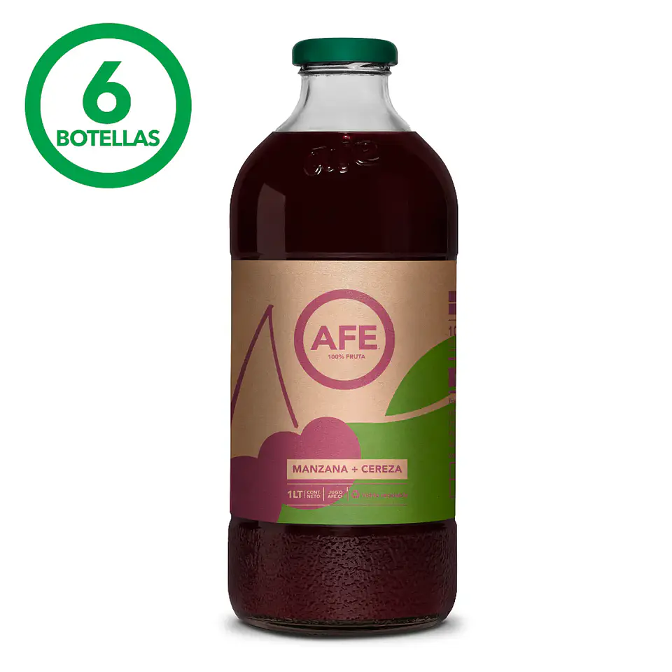 JUGO DE MANZANA CEREZA: 6 BOTELLAS AFE 1 LITRO 1